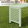 image:imageVINGLI 40in Outdoor Metal Bench AllWeathe Backless Patio Bench with Slatted SeatFloral Side Panels RustResistant Garden Bench Weatherproof Outdoor Seating for Porch Entryway Backyard GreenGreen