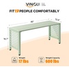 image:imageVINGLI 40in Outdoor Metal Bench AllWeathe Backless Patio Bench with Slatted SeatFloral Side Panels RustResistant Garden Bench Weatherproof Outdoor Seating for Porch Entryway Backyard GreenGreen