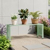 image:imageVINGLI 40in Outdoor Metal Bench AllWeathe Backless Patio Bench with Slatted SeatFloral Side Panels RustResistant Garden Bench Weatherproof Outdoor Seating for Porch Entryway Backyard GreenGreen