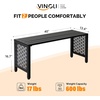 image:imageVINGLI 40in Outdoor Metal Bench AllWeathe Backless Patio Bench with Slatted SeatFloral Side Panels RustResistant Garden Bench Weatherproof Outdoor Seating for Porch Entryway Backyard GreenBlack
