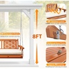 image:imageVINGLI 45 FT Outdoor Porch Swing with Cushions Heavy Duty 880 LBS 2Person Wooden Patio Swings with Eternal Flower Pattern and FadeResistant Seat Cushion for Yard Garden Tree BrownBrown