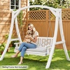 image:imageVINGLI 45 FT Outdoor Porch Swing with Cushions Heavy Duty 880 LBS 2Person Wooden Patio Swings with Eternal Flower Pattern and FadeResistant Seat Cushion for Yard Garden Tree BrownWhite