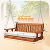 image:imageVINGLI 45 FT Outdoor Porch Swing with Cushions Heavy Duty 880 LBS 2Person Wooden Patio Swings with Eternal Flower Pattern and FadeResistant Seat Cushion for Yard Garden Tree BrownBrown