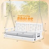 image:imageVINGLI 45 FT Outdoor Porch Swing with Cushions Heavy Duty 880 LBS 2Person Wooden Patio Swings with Eternal Flower Pattern and FadeResistant Seat Cushion for Yard Garden Tree BrownWhite