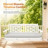 image:imageVINGLI 45 FT Outdoor Porch Swing with Cushions Heavy Duty 880 LBS 2Person Wooden Patio Swings with Eternal Flower Pattern and FadeResistant Seat Cushion for Yard Garden Tree BrownWhite