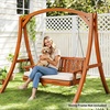 image:imageVINGLI 45 FT Outdoor Porch Swing with Cushions Heavy Duty 880 LBS 2Person Wooden Patio Swings with Eternal Flower Pattern and FadeResistant Seat Cushion for Yard Garden Tree BrownBrown