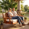 image:imageVINGLI 45 FT Outdoor Porch Swing with Cushions Heavy Duty 880 LBS 2Person Wooden Patio Swings with Eternal Flower Pattern and FadeResistant Seat Cushion for Yard Garden Tree BrownBrown