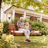 image:imageVINGLI 45 FT Outdoor Porch Swing with Cushions Heavy Duty 880 LBS 2Person Wooden Patio Swings with Eternal Flower Pattern and FadeResistant Seat Cushion for Yard Garden Tree BrownBrown