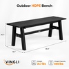 image:imageVINGLI 47 Outdoor HDPE Bench Weatherproof Garden Bench wMetal Legs Poly Lumber Porch Benches 660 LBS Capacity Outdoor Backless Patio Benches for Entryway Deck BlackBlack