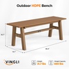 image:imageVINGLI 47 Outdoor HDPE Bench Weatherproof Garden Bench wMetal Legs Poly Lumber Porch Benches 660 LBS Capacity Outdoor Backless Patio Benches for Entryway Deck BlackTeak