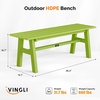 image:imageVINGLI 47 Outdoor HDPE Bench Weatherproof Garden Bench wMetal Legs Poly Lumber Porch Benches 660 LBS Capacity Outdoor Backless Patio Benches for Entryway Deck BlackGreen