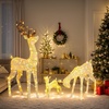 image:imageVINGLI 4FT Silver Lighted Christmas Reindeer Family Set of 3 Prelit 210 Warm White LED Outdoor Reindeer Decorations Sparkling Buck Doe Fawn Lighted Christmas Yard Decorations for Lawn Garden PorchWhite
