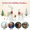 image:imageVINGLI 4FT Silver Lighted Christmas Reindeer Family Set of 3 Prelit 210 Warm White LED Outdoor Reindeer Decorations Sparkling Buck Doe Fawn Lighted Christmas Yard Decorations for Lawn Garden PorchSilver