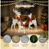 image:imageVINGLI 4FT Silver Lighted Christmas Reindeer Family Set of 3 Prelit 210 Warm White LED Outdoor Reindeer Decorations Sparkling Buck Doe Fawn Lighted Christmas Yard Decorations for Lawn Garden PorchSilver