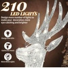 image:imageVINGLI 4FT Silver Lighted Christmas Reindeer Family Set of 3 Prelit 210 Warm White LED Outdoor Reindeer Decorations Sparkling Buck Doe Fawn Lighted Christmas Yard Decorations for Lawn Garden PorchSilver