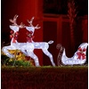 image:imageVINGLI 4FT Silver Lighted Christmas Reindeer Family Set of 3 Prelit 210 Warm White LED Outdoor Reindeer Decorations Sparkling Buck Doe Fawn Lighted Christmas Yard Decorations for Lawn Garden PorchWhite
