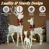 image:imageVINGLI 4FT Silver Lighted Christmas Reindeer Family Set of 3 Prelit 210 Warm White LED Outdoor Reindeer Decorations Sparkling Buck Doe Fawn Lighted Christmas Yard Decorations for Lawn Garden PorchSilver