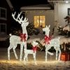image:imageVINGLI 4FT Silver Lighted Christmas Reindeer Family Set of 3 Prelit 210 Warm White LED Outdoor Reindeer Decorations Sparkling Buck Doe Fawn Lighted Christmas Yard Decorations for Lawn Garden PorchSilver