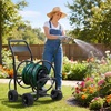 image:imageVINGLI 4Wheel Garden Hose Reel Cart with Storage Basket Portable Residential Hose Reel Cart Lawn Watering for Garden Backyard and Farm Green 250FTBlack 300ft 4 Wheel
