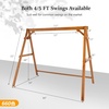 image:imageVINGLI 5 FT Outdoor Porch Swing with Frame Patio Hanging Swing amp Stand with Extra Cushions Heavy Duty 880 LBS for Yard Garden Pool Deck BrownBrown