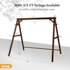 image:imageVINGLI 5 FT Outdoor Porch Swing with Frame Patio Hanging Swing amp Stand with Extra Cushions Heavy Duty 880 LBS for Yard Garden Pool Deck BrownRustic