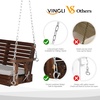 image:imageVINGLI 5 FT Outdoor Porch Swing with Frame Patio Hanging Swing amp Stand with Extra Cushions Heavy Duty 880 LBS for Yard Garden Pool Deck BrownRustic