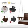image:imageVINGLI 5 FT Outdoor Porch Swing with Frame Patio Hanging Swing amp Stand with Extra Cushions Heavy Duty 880 LBS for Yard Garden Pool Deck BrownRustic