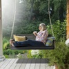 image:imageVINGLI 5 FT Patio Wooden Porch Swing for Outdoors Heavy Duty 880 LBS Swing Chair Bench with Hanging Chains for Garden amp Courtyard GreenBlack
