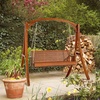 image:imageVINGLI 5 FT Patio Wooden Porch Swing for Outdoors Heavy Duty 880 LBS Swing Chair Bench with Hanging Chains for Garden amp Courtyard GreenBrown