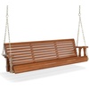 image:imageVINGLI 5 FT Patio Wooden Porch Swing for Outdoors Heavy Duty 880 LBS Swing Chair Bench with Hanging Chains for Garden amp Courtyard GreenBrown