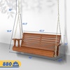 image:imageVINGLI 5 FT Patio Wooden Porch Swing for Outdoors Heavy Duty 880 LBS Swing Chair Bench with Hanging Chains for Garden amp Courtyard GreenBrown