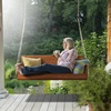 image:imageVINGLI 5 FT Patio Wooden Porch Swing for Outdoors Heavy Duty 880 LBS Swing Chair Bench with Hanging Chains for Garden amp Courtyard GreenBrown