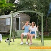 image:imageVINGLI 5 FT Patio Wooden Porch Swing for Outdoors Heavy Duty 880 LBS Swing Chair Bench with Hanging Chains for Garden amp Courtyard GreenGreen