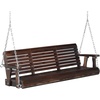 image:imageVINGLI 5 FT Patio Wooden Porch Swing for Outdoors Heavy Duty 880 LBS Swing Chair Bench with Hanging Chains for Garden amp Courtyard GreenRustic