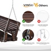 image:imageVINGLI 5 FT Patio Wooden Porch Swing for Outdoors Heavy Duty 880 LBS Swing Chair Bench with Hanging Chains for Garden amp Courtyard GreenRustic