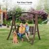 image:imageVINGLI 5 FT Patio Wooden Porch Swing for Outdoors Heavy Duty 880 LBS Swing Chair Bench with Hanging Chains for Garden amp Courtyard GreenRustic