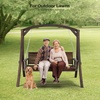 image:imageVINGLI 5 FT Patio Wooden Porch Swing for Outdoors Heavy Duty 880 LBS Swing Chair Bench with Hanging Chains for Garden amp Courtyard GreenRustic