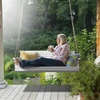 image:imageVINGLI 5 FT Patio Wooden Porch Swing for Outdoors Heavy Duty 880 LBS Swing Chair Bench with Hanging Chains for Garden amp Courtyard GreenWhite