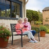 image:imageVINGLI 50 Outdoor Bench Metal with Floral Back Garden Bench Front Porch Bench for Yard Patio Entryway Park Outside 800lb Capacity  GreenBlack