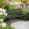 image:imageVINGLI 50 Outdoor Bench Metal with Floral Back Garden Bench Front Porch Bench for Yard Patio Entryway Park Outside 800lb Capacity  GreenBlack