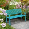 image:imageVINGLI 50 Outdoor Bench Metal with Floral Back Garden Bench Front Porch Bench for Yard Patio Entryway Park Outside 800lb Capacity  GreenBlue
