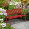 image:imageVINGLI 50 Outdoor Bench Metal with Floral Back Garden Bench Front Porch Bench for Yard Patio Entryway Park Outside 800lb Capacity  GreenRed