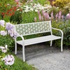 image:imageVINGLI 50 Outdoor Bench Metal with Floral Back Garden Bench Front Porch Bench for Yard Patio Entryway Park Outside 800lb Capacity  GreenWhite
