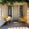 image:imageVINGLI 50 Outdoor Bench Metal with Floral Back Garden Bench Front Porch Bench for Yard Patio Entryway Park Outside 800lb Capacity  GreenYellow