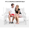 image:imageVINGLI 50 Outdoor Wood Bench Weatehr Resistant Wooden Garden Patio Bench with Comfortable Backrest amp Curved Armrest 800lb Capacity Loveseat for Front Porch Park Yard Deck White Dense SlattedWhite