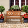 image:imageVINGLI 50 Outdoor Wood Bench Weatehr Resistant Wooden Garden Patio Bench with Comfortable Backrest amp Curved Armrest 800lb Capacity Loveseat for Front Porch Park Yard Deck White Dense SlattedNatural