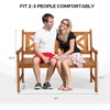 image:imageVINGLI 50 Outdoor Wood Bench Weatehr Resistant Wooden Garden Patio Bench with Comfortable Backrest amp Curved Armrest 800lb Capacity Loveseat for Front Porch Park Yard Deck White Dense SlattedNatural