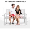 image:imageVINGLI 50 Outdoor Wood Bench Weatehr Resistant Wooden Garden Patio Bench with Comfortable Backrest amp Curved Armrest 800lb Capacity Loveseat for Front Porch Park Yard Deck White Dense SlattedWhite