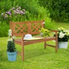 image:imageVINGLI 50 Outdoor Wood Bench Weatehr Resistant Wooden Garden Patio Bench with Comfortable Backrest amp Curved Armrest 800lb Capacity Loveseat for Front Porch Park Yard Deck White Dense SlattedNatural