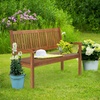 image:imageVINGLI 50 Outdoor Wood Bench Weatehr Resistant Wooden Garden Patio Bench with Comfortable Backrest amp Curved Armrest 800lb Capacity Loveseat for Front Porch Park Yard Deck White Dense SlattedNatural